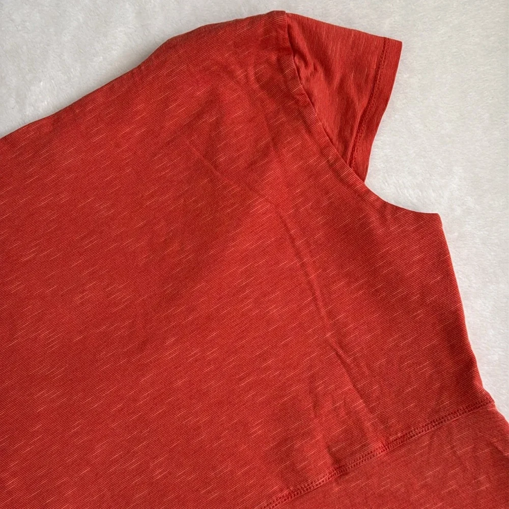 Toad & Co | Rosemarie V-Neck A-Line Cap Sleeve Dress Pocket Orange Stripe (S) - Picture 13 of 15